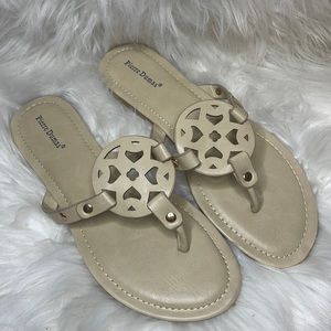 Tan Pierre Dumas flip flops brand new